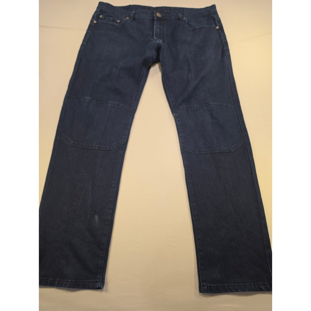 Trillnation Mens Dark Wash Straight Leg Stretch‎ Denim Jeans Blue 38x30 1009